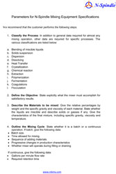 Application parameters for N-Spindle mixer